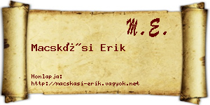 Macskási Erik névjegykártya