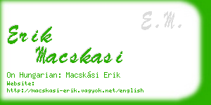 erik macskasi business card